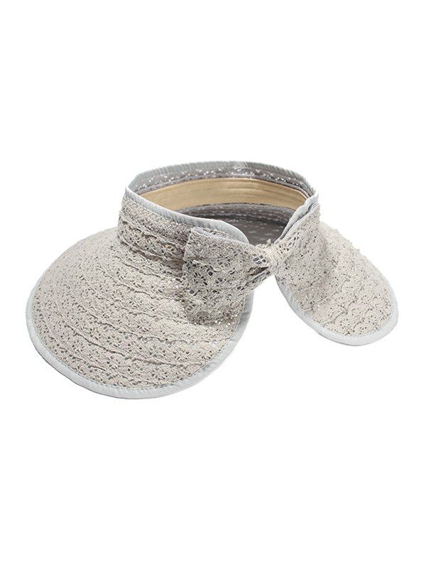 

Bowknot Decoration Straw Visor Cap, Gray cloud