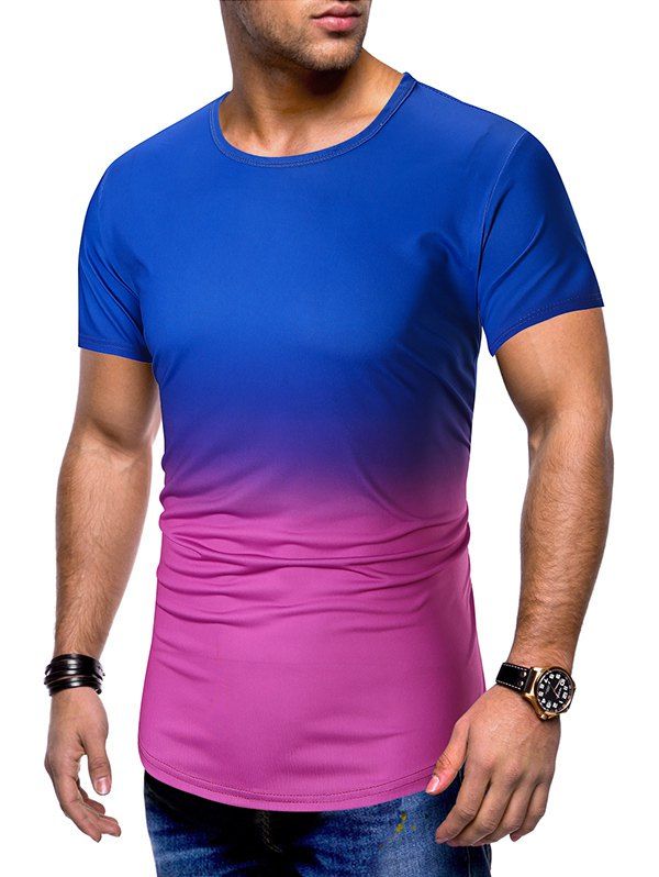 

Ombre Printed Short Sleeves T-shirt, Dark carnation pink
