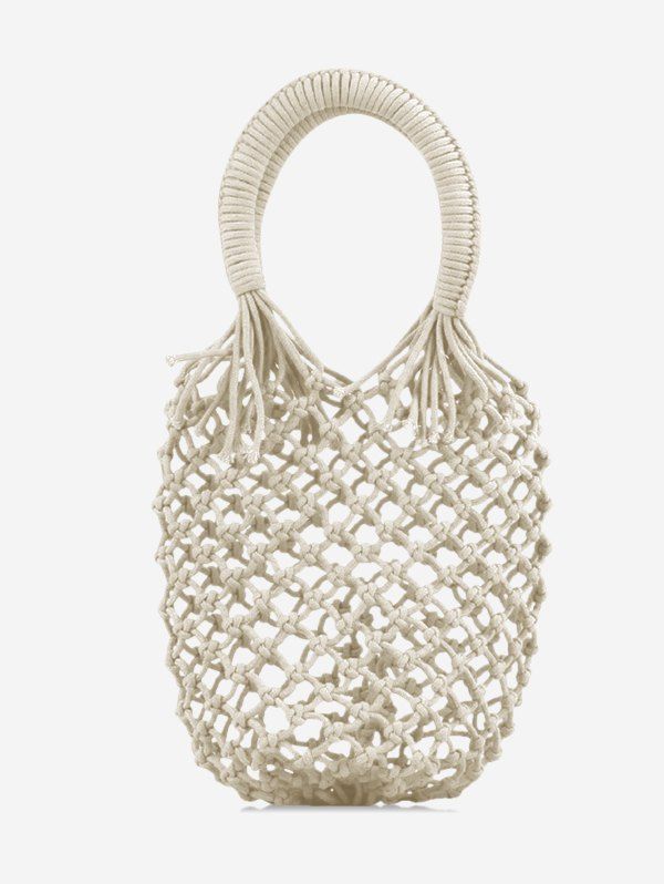 

Summer Solid Knitted Handmade Handbag, White