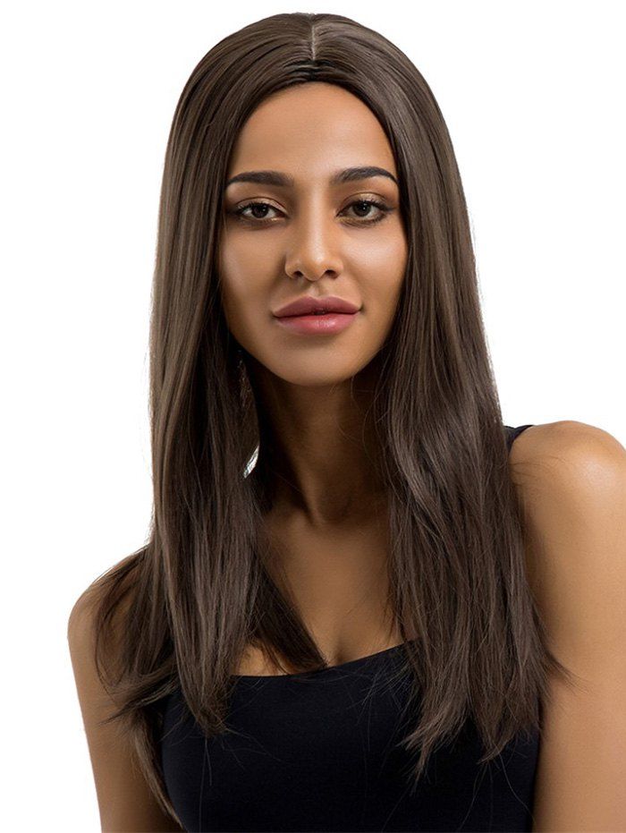 

Long Straight Center Parting Synthetic Wig, Brown