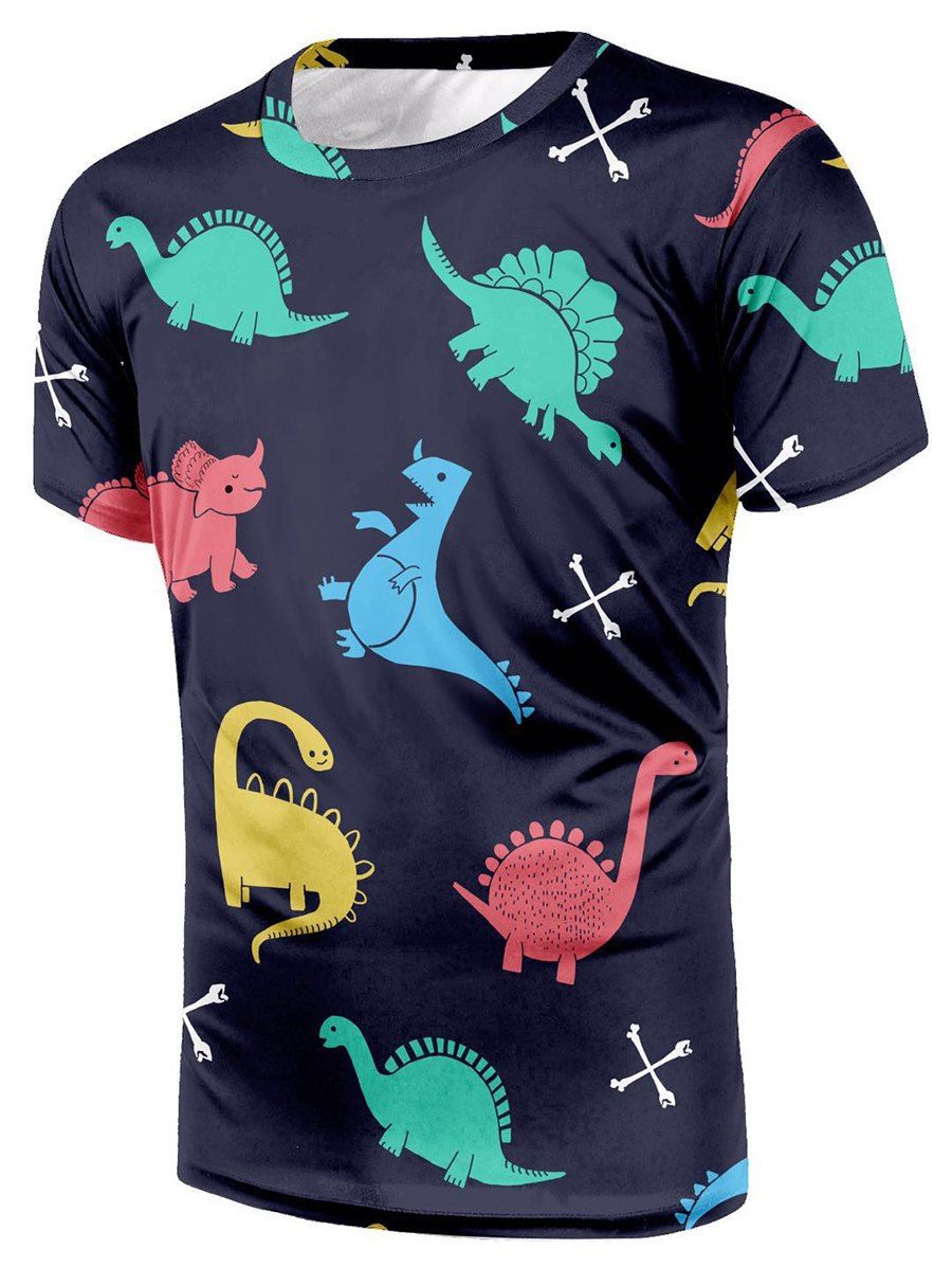

Cartoon Printed Short Sleeves T-shirt, Black