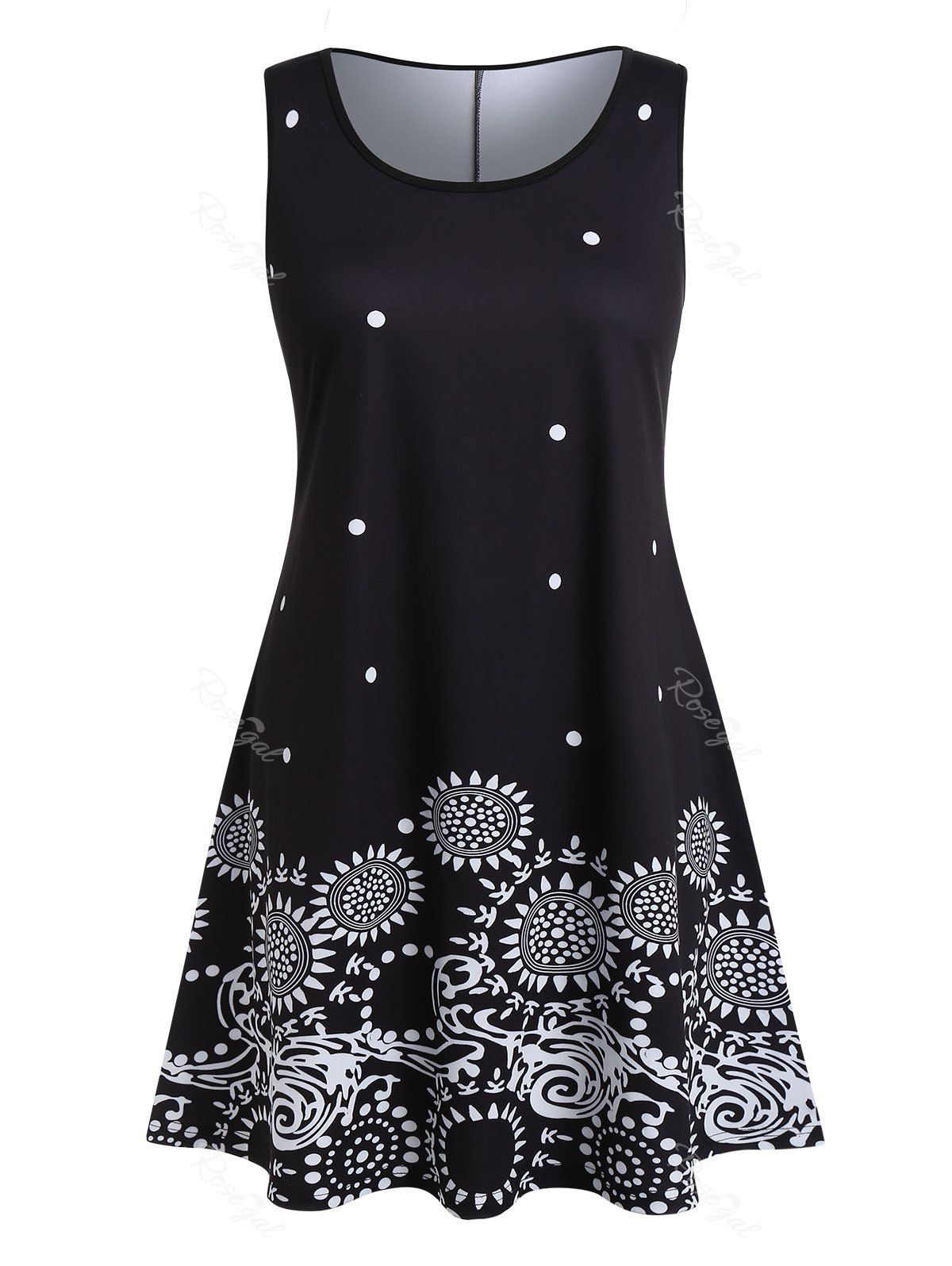 

Plus Size Polka Dot A Line Dress, Black