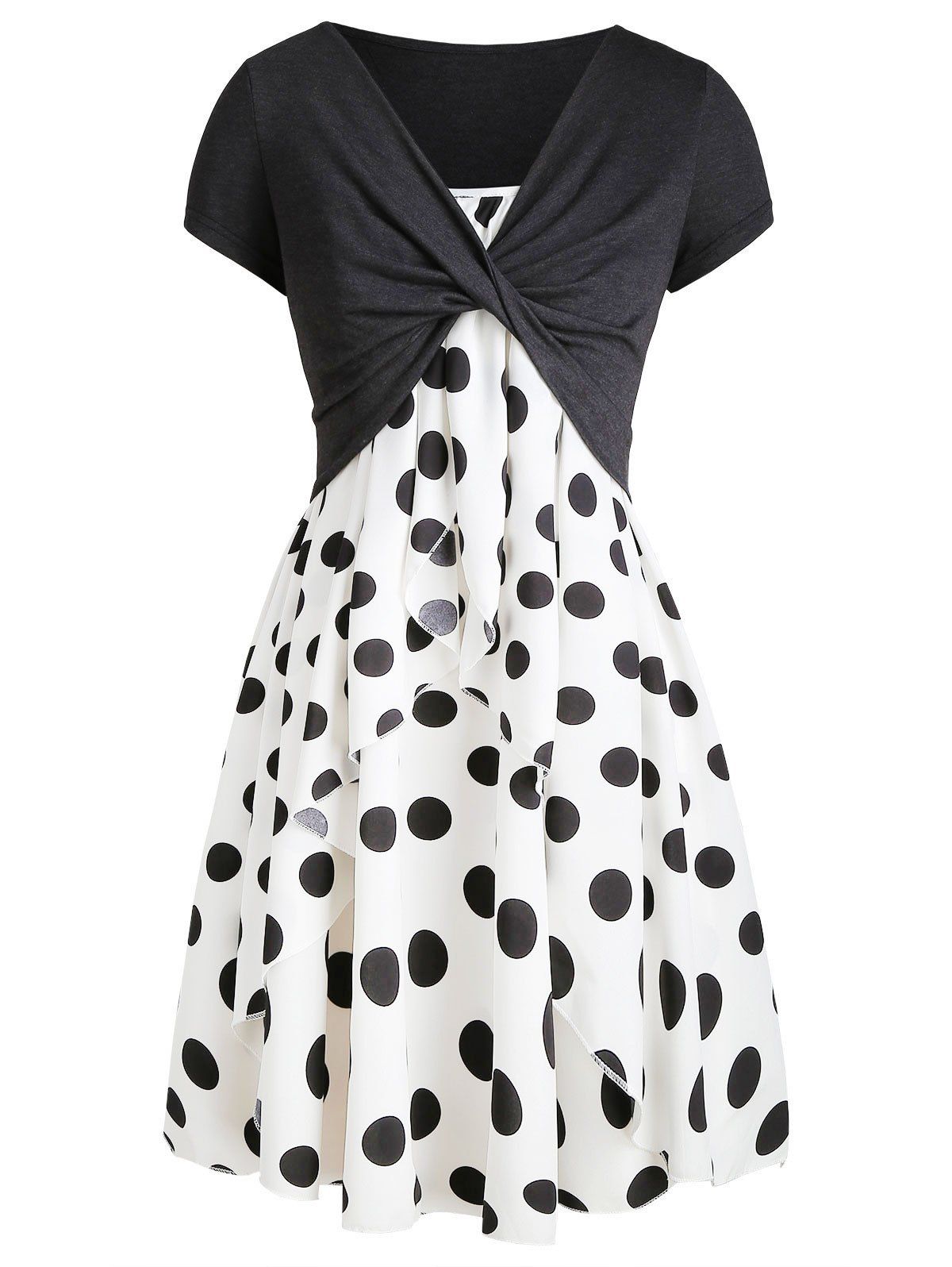 Discount Cami Polka Dot Dress with Crop T-shirt  