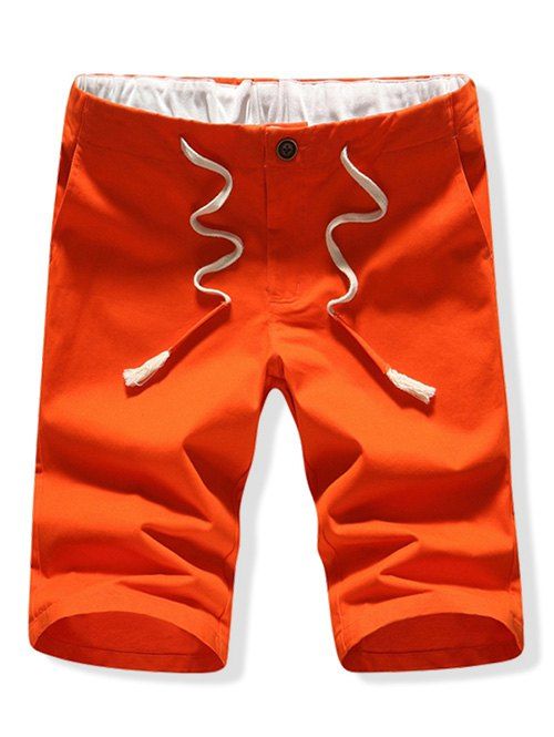 

Drawstring Waist Leisure Shorts, Tiger orange
