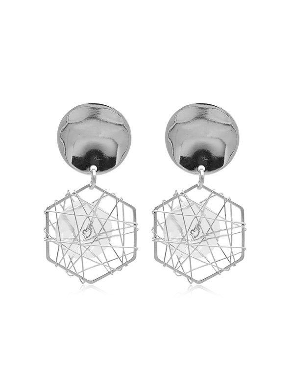

Faux Zircon Geometric Earrings, Silver