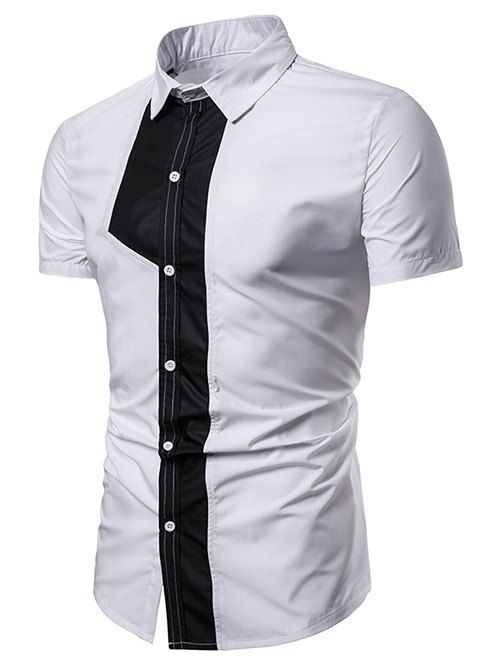 

Contrast Color Patch Long Sleeve Shirt, White