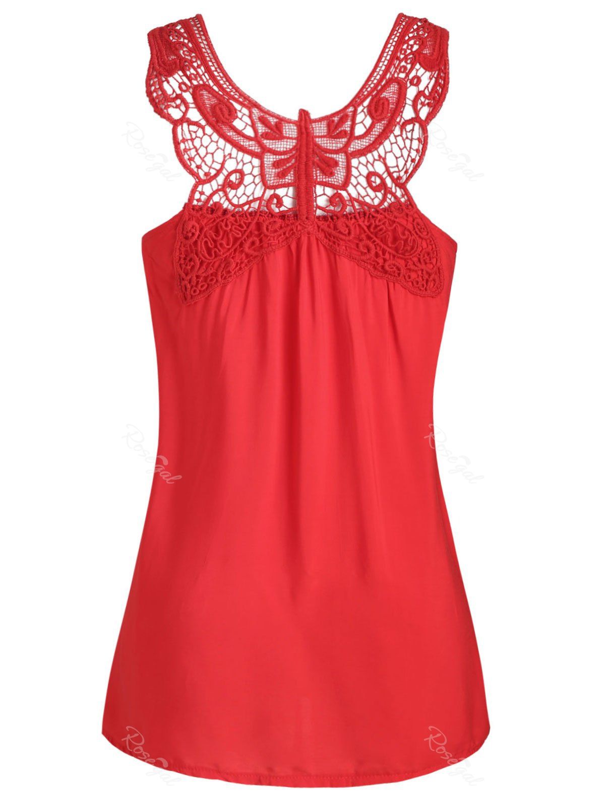 

Butterfly Lace Panel Plus Size Tank Top, Ruby red