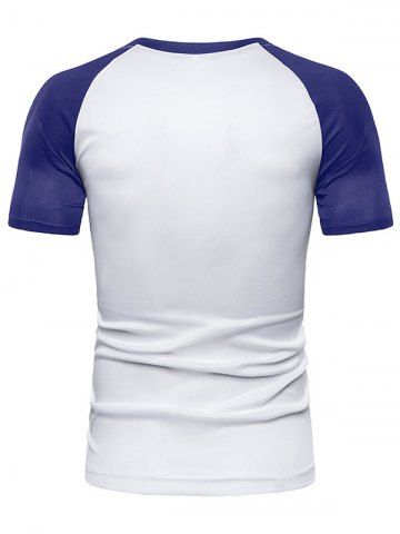 

Raglan Sleeves Color Block Panel T-shirt, Blue