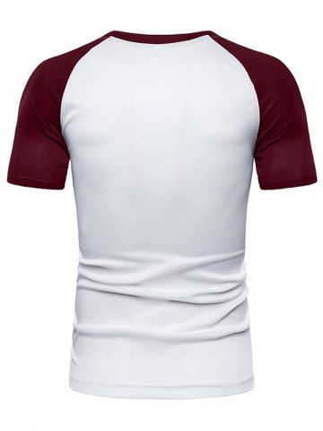 

Raglan Sleeves Color Block Panel T-shirt, Red