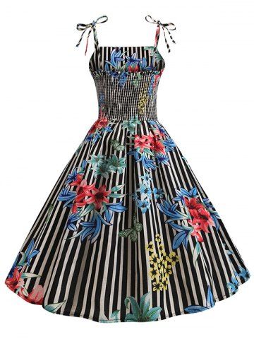 

Striped Flower Shirred Cami Dress, Multi