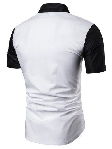 

Contrast Color Short Sleeve Shirt, White