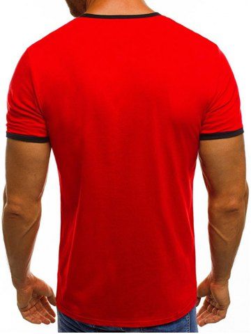 

Round Neck Design Casual T-shirt, Red