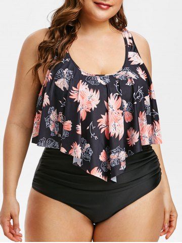 Off Racerback Plus Size Openwork Printed Tankini Rosegal