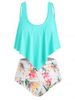 Flounce Floral Ruched Plus Size Bikini Set -  