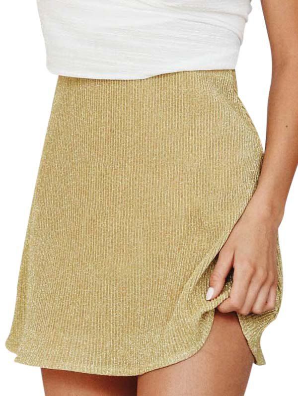 

Metallic Thread Mini Skirt, Orange gold