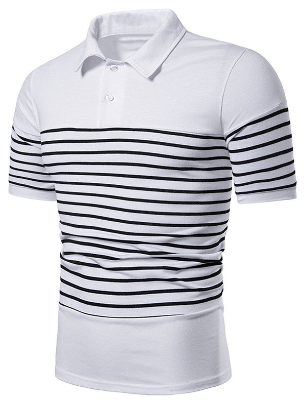 

Two Tone Striped Short Sleeve T Shirt, White