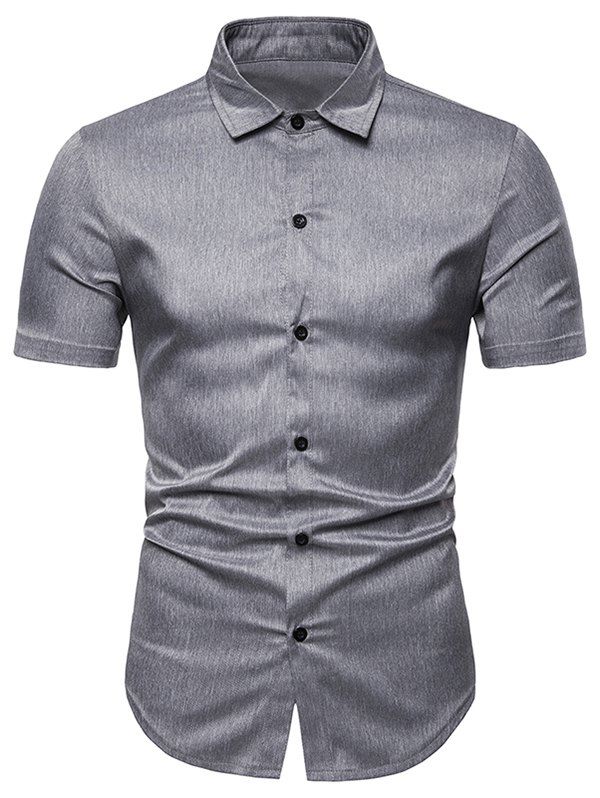 

Solid Color Short Sleeve Shirt, Gray