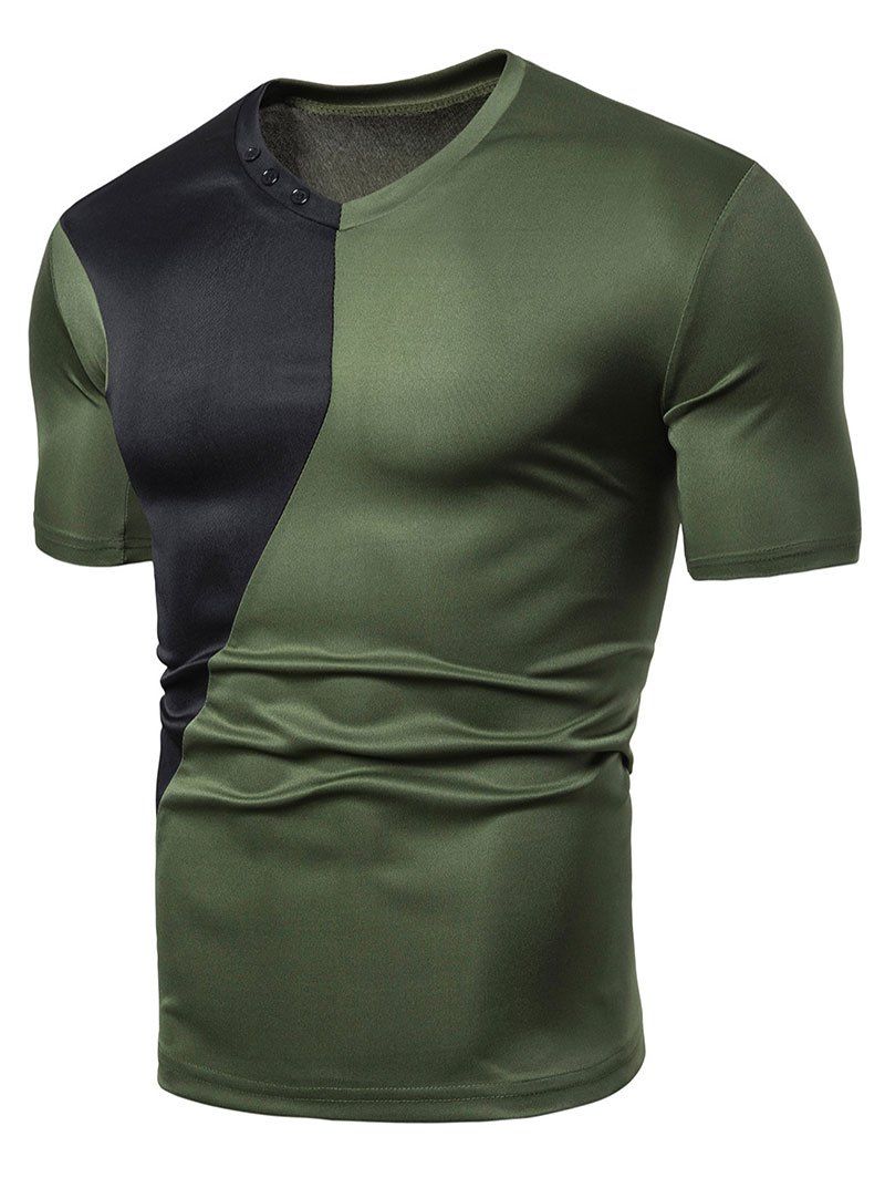 

Color Block Design Short Sleeves T-shirt, Army green