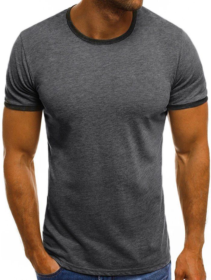 

Round Neck Design Casual T-shirt, Light gray