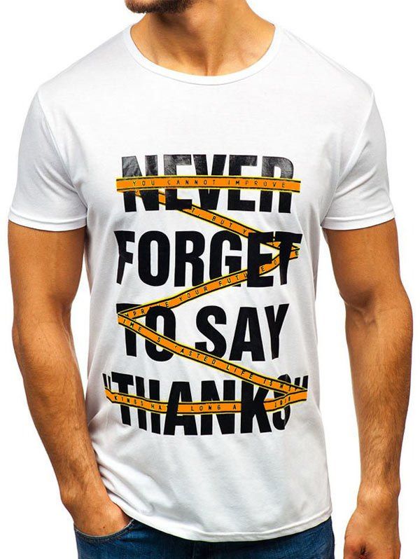 

Letter Printed Leisure Short Sleeves T-shirt, White