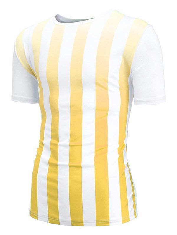 

Gradient Vertical Stripe Short Sleeve T Shirt, Yellow