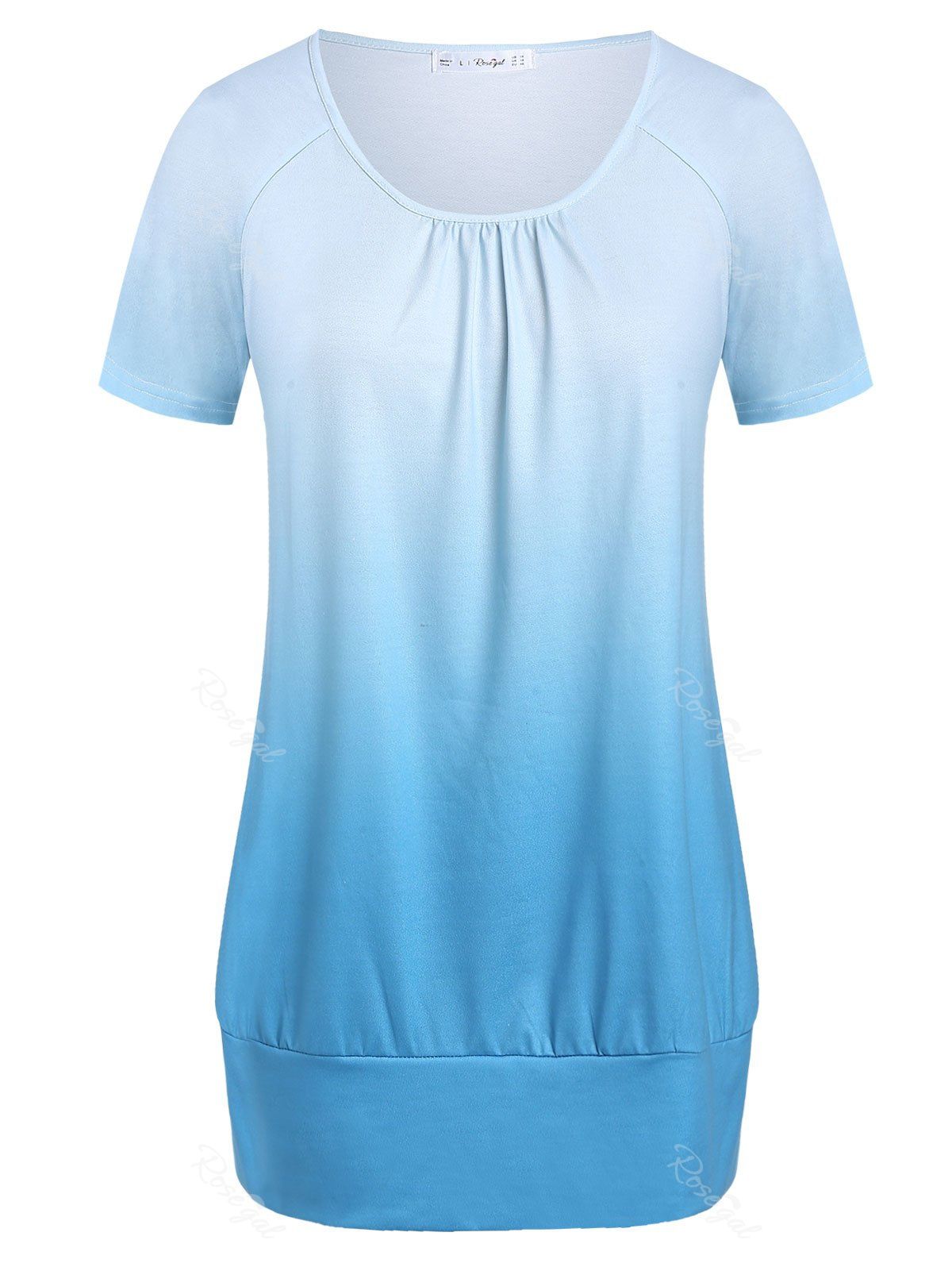

Plus Size Ombre Round Collar T Shirt, Multi
