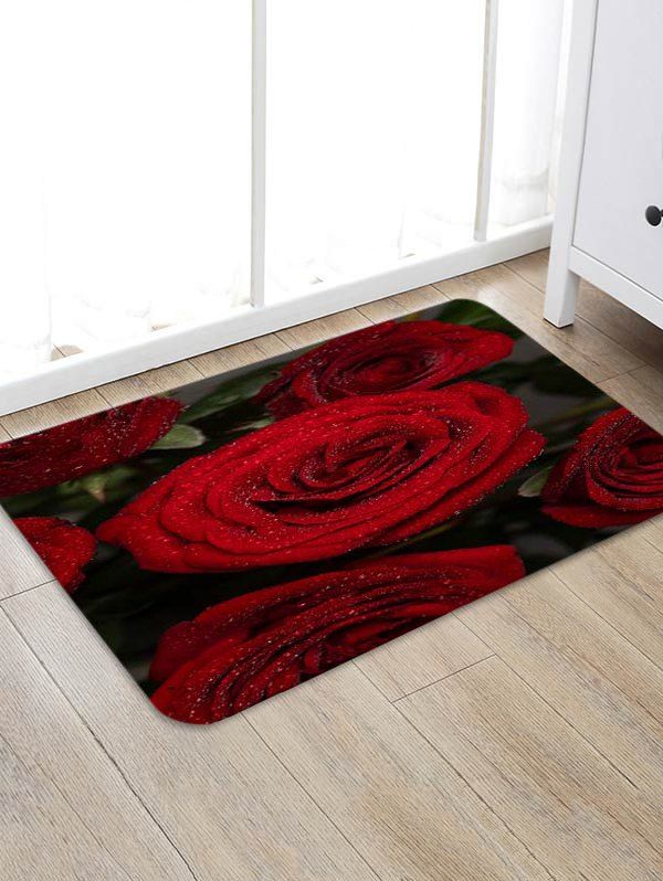 

3D Rose Flower Pattern Floor Rug, Multi-a