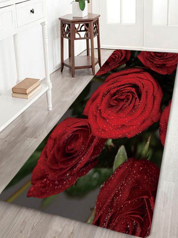 

3D Rose Flower Pattern Floor Rug, Multi-a
