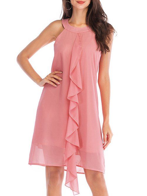 

Jabot Sleeveless Dress, Pink