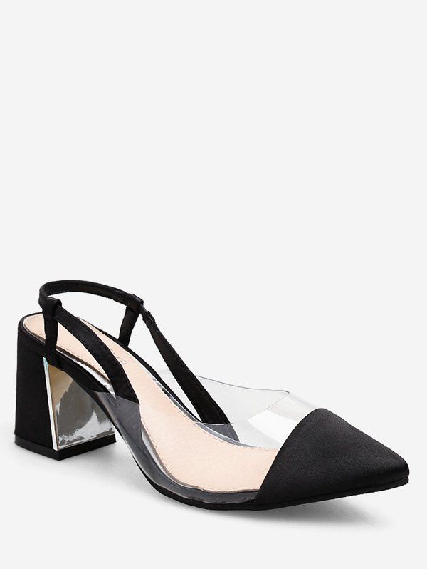 

Pointed Toe PVC Panel Sandals, Black