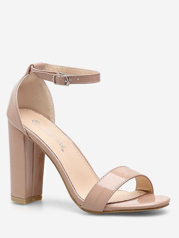 

Simple Buckled High Heel Sandals, Apricot