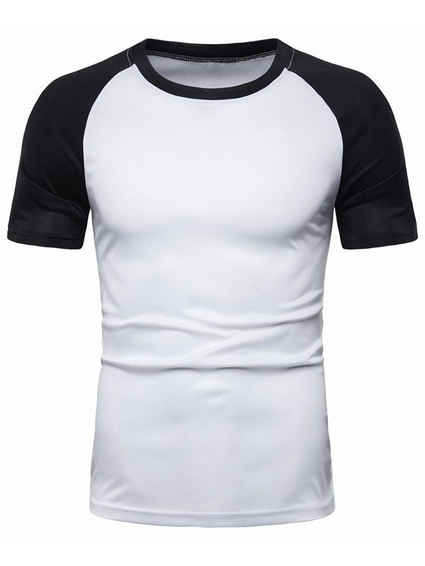 

Raglan Sleeves Color Block Panel T-shirt, Black