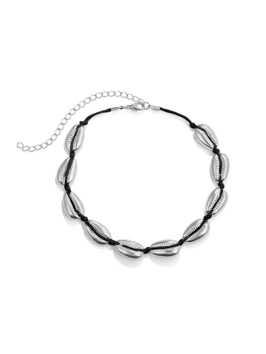 

Rope Shell Shape Choker Necklace, Silver