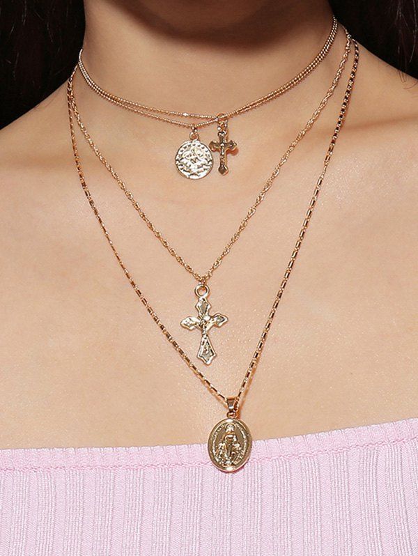

Layers Cross Pendant Necklace, Gold
