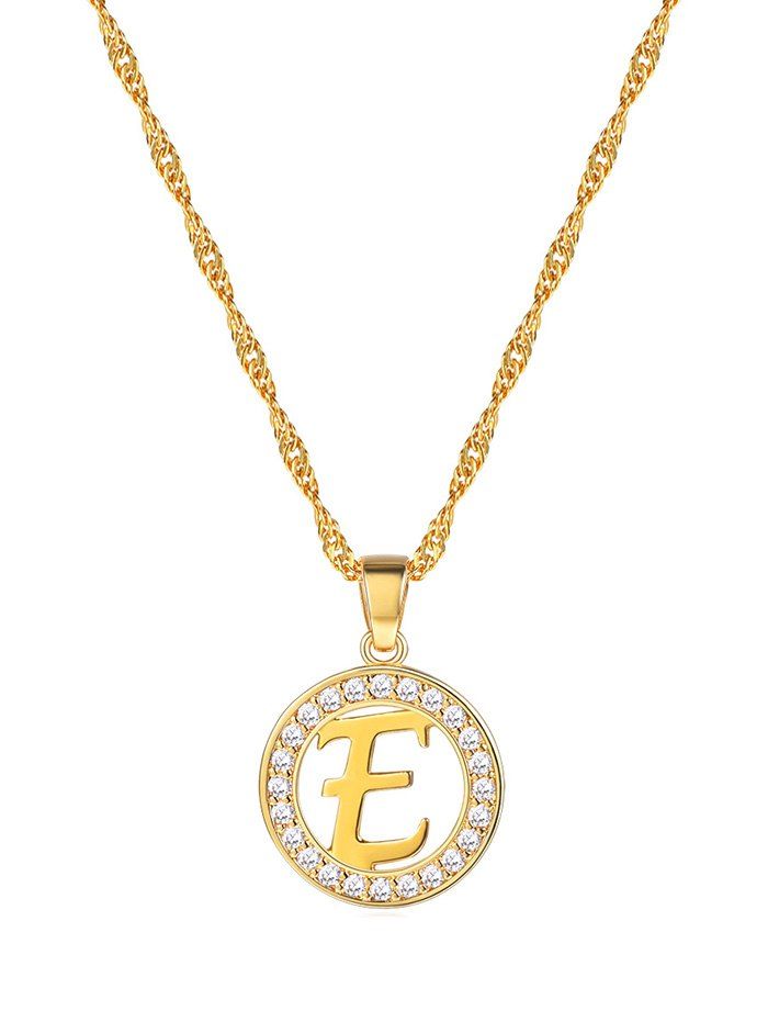 

Hollow Circle Letter Pendant Necklace, Gold