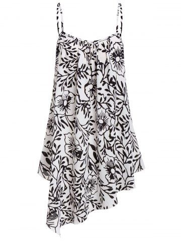 

Plus Size Floral Asymmetrical Two Piece T-shirt, Gray