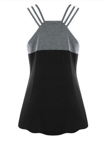

Chain Embellished Wing Printed Tank Top, Black