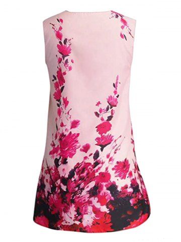 

Floral Print Trapeze Sleeveless Dress, Multi