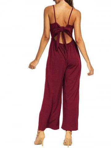 

Button Knot Cami Jumpsuit, Red wine