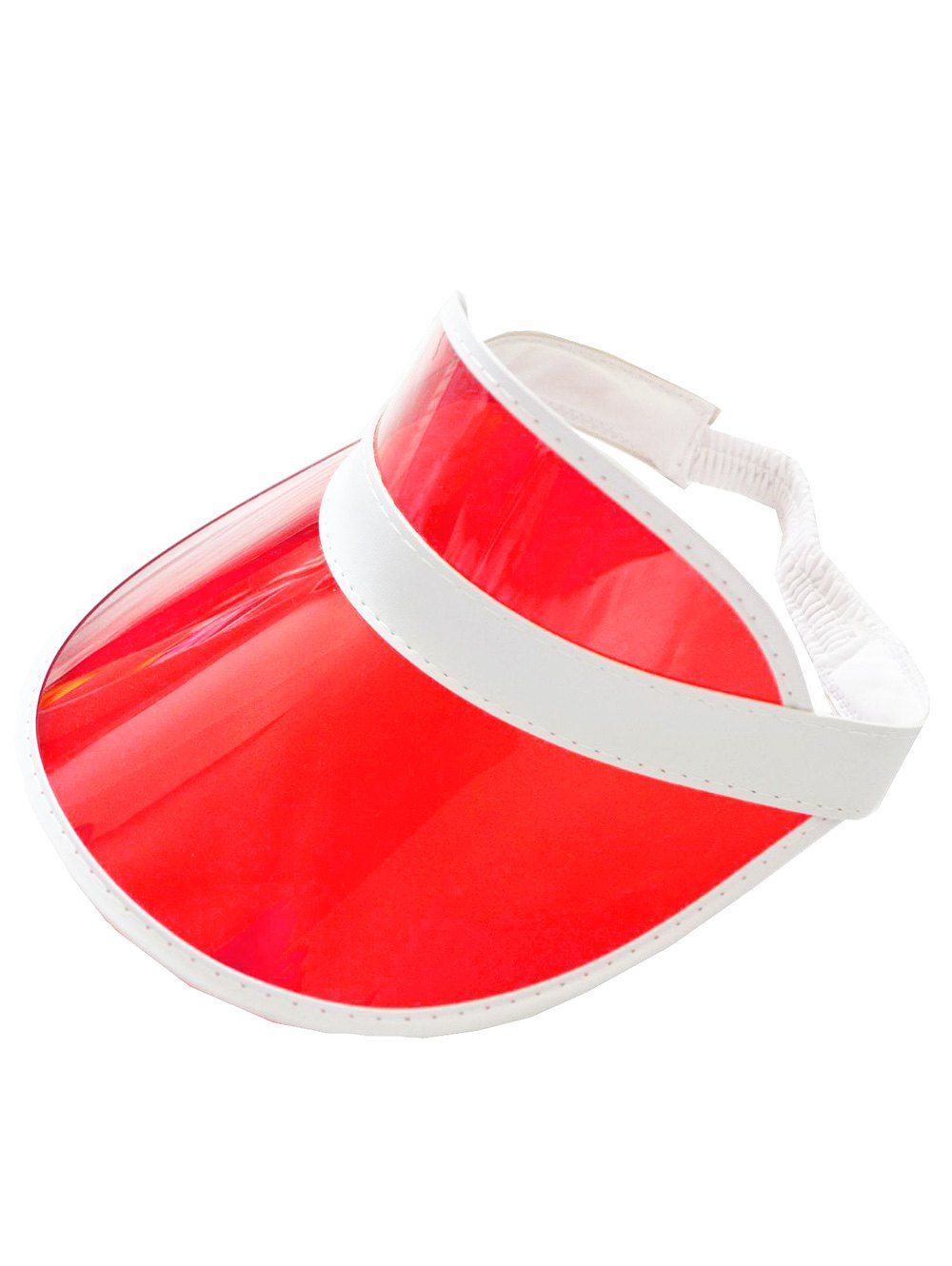 

Transparent Neon PVC Visor Cap, Red