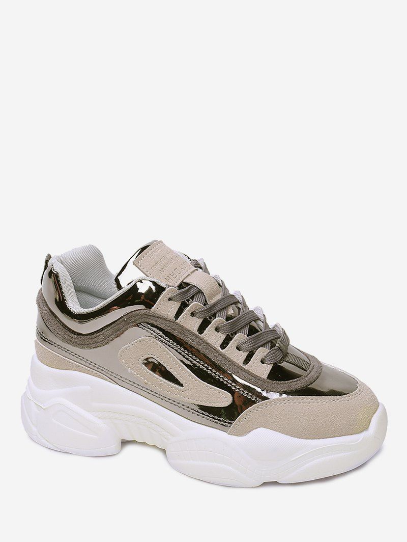 

Mesh Panel Thick Bottom Sports Shoes, Gray