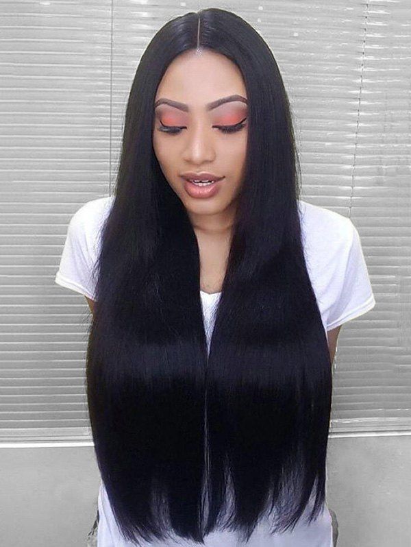 

Solid Straight Long Center Part Synthetic Wig, Black