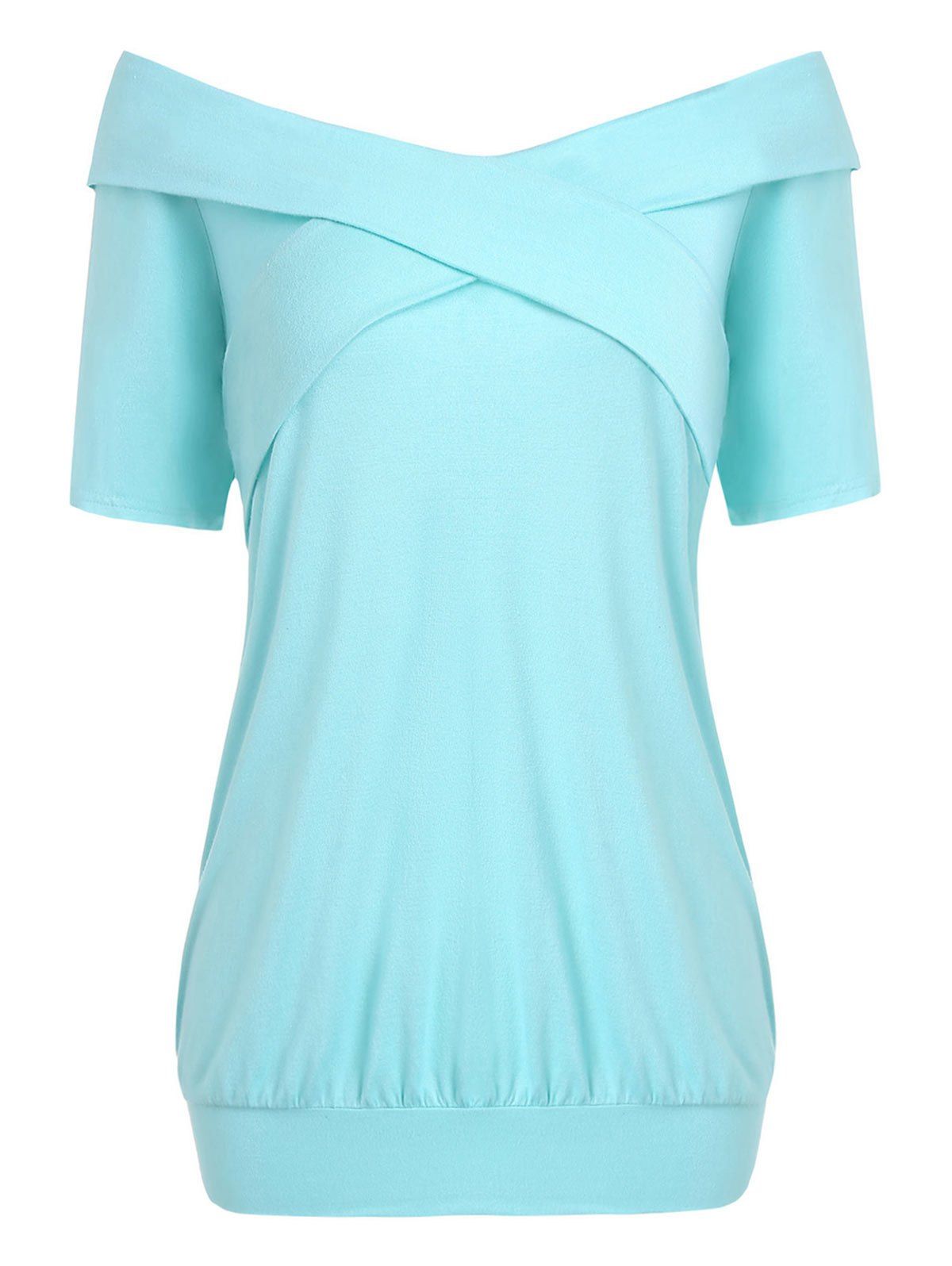 

Off The Shoulder Half Sleeve T-shirt, Light aquamarine
