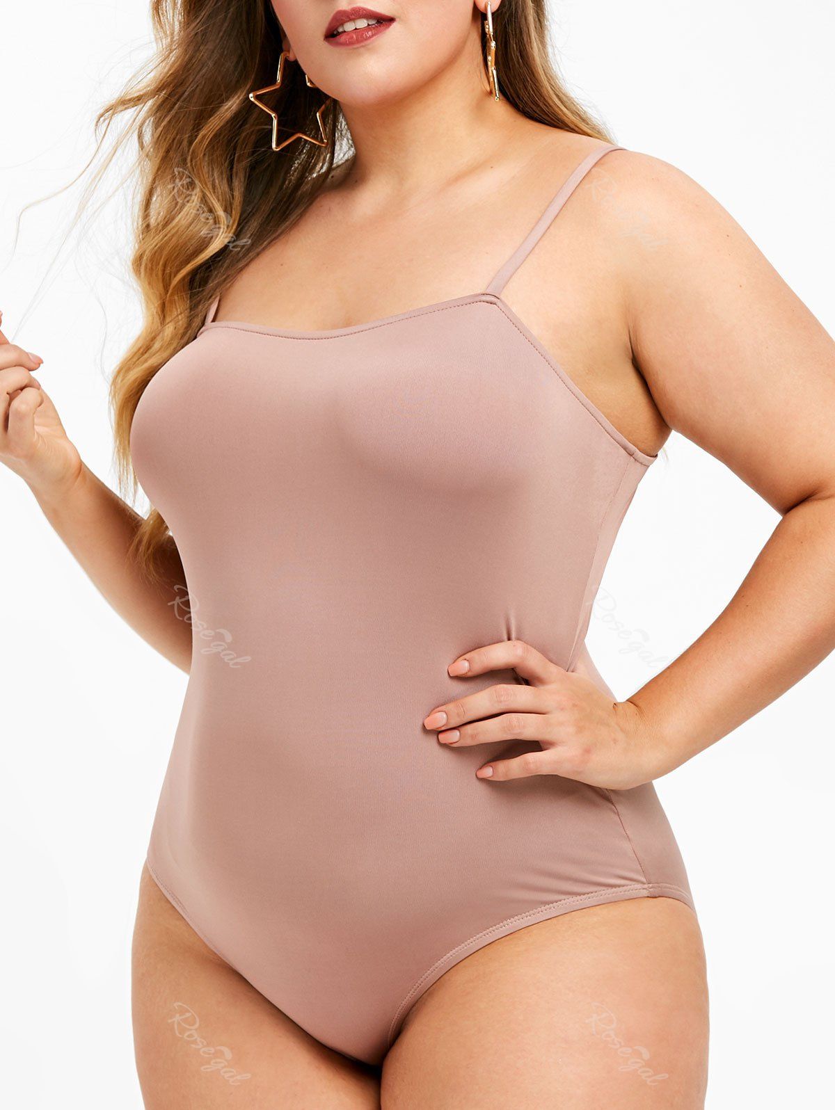 

Rosegal Plus Size Skinny Cami Bodysuit, Rosy brown