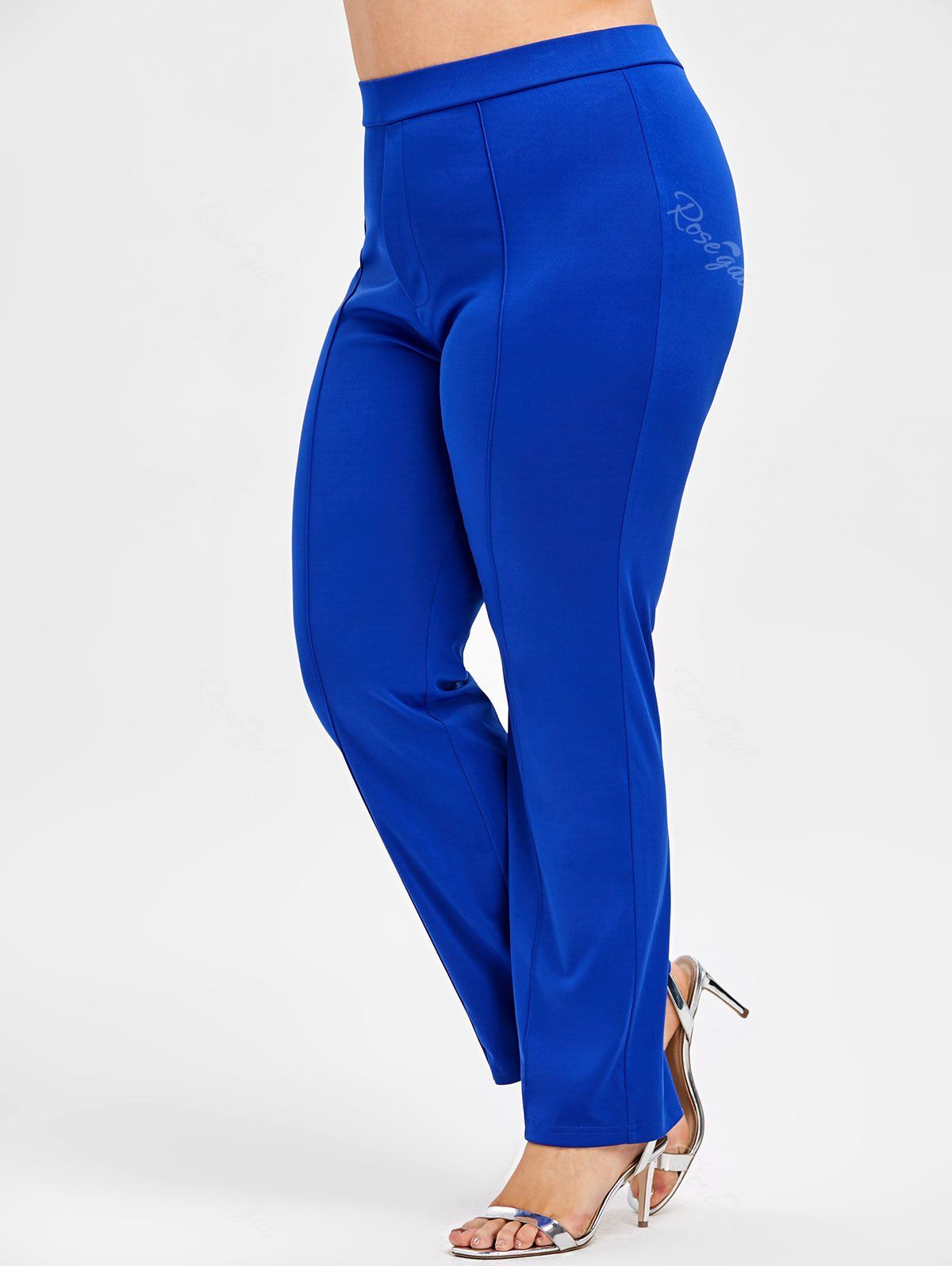 

Plus Size High Rise Pants, Cobalt blue