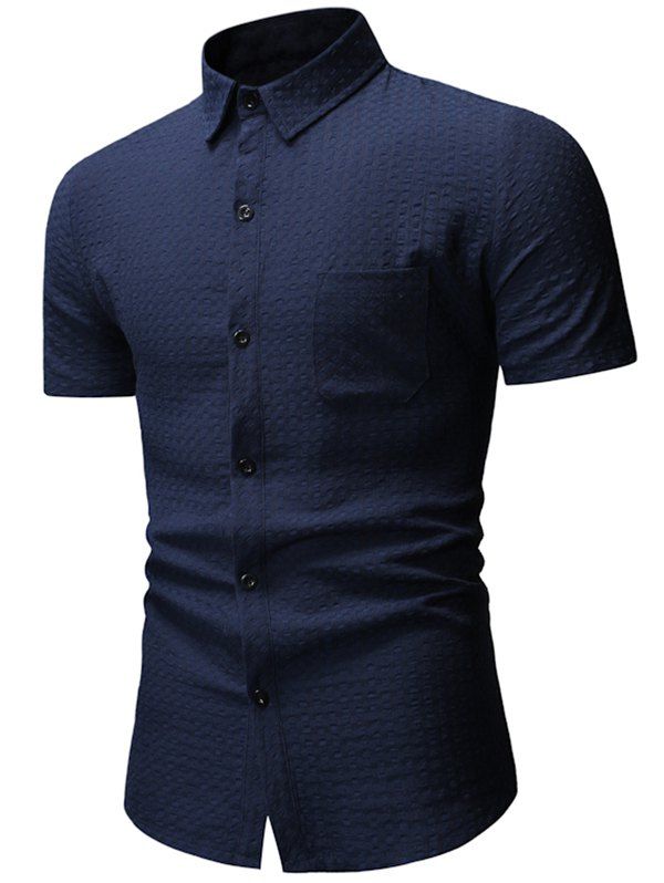 

Pocket Decoration Button Casual Shirt, Deep blue