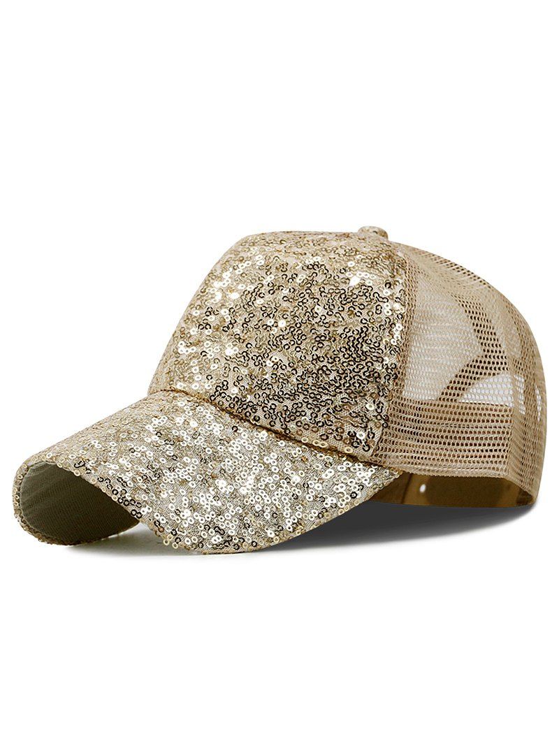 

Sequin Mesh Sport Trucker Hat, Khaki