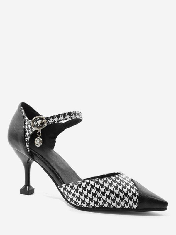 

Patch Pointed Toe High Heel Sandals, Black