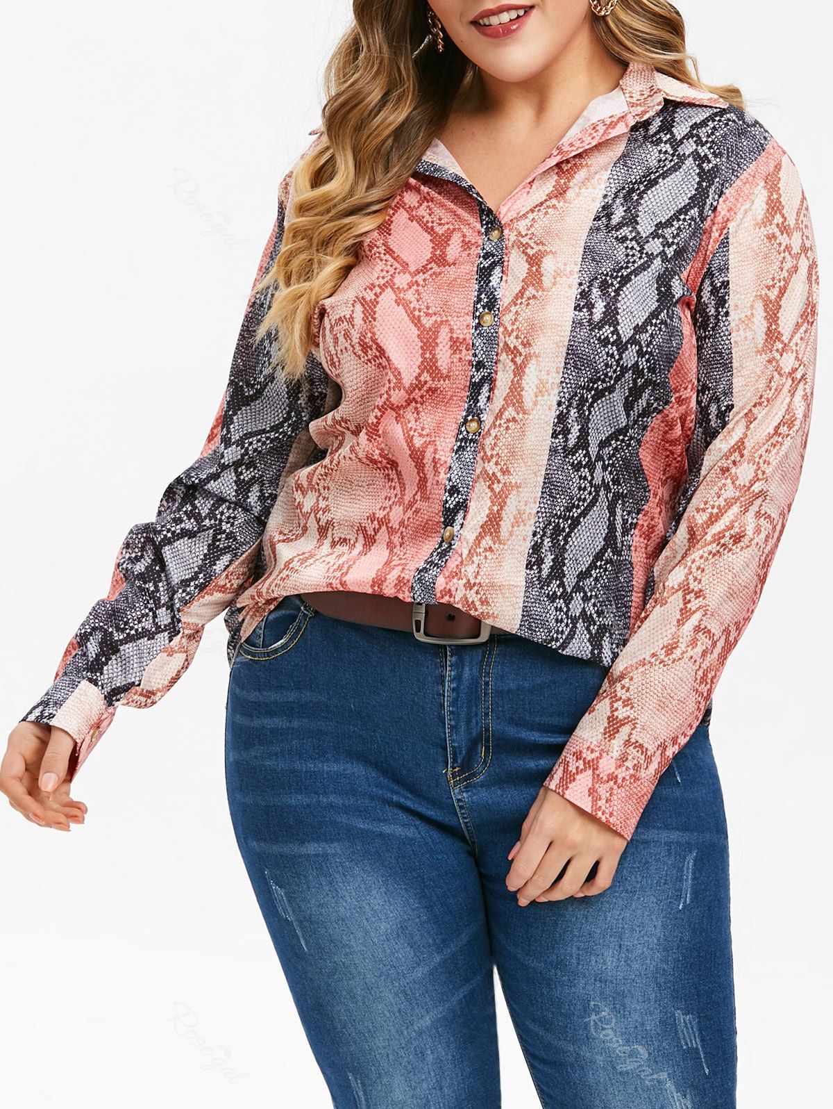 plus size snake print top