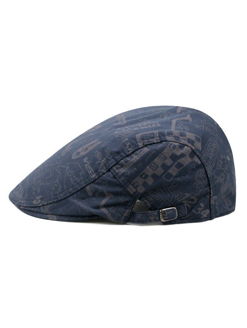 

Printed Letter Doodle Flat Cap, Deep blue